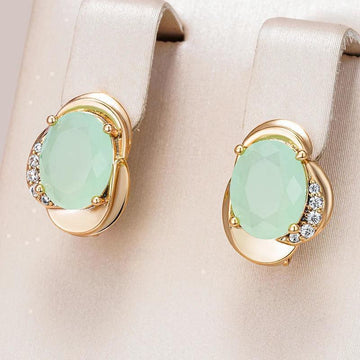 Excellent Trendy Green 14K Filled Rose Gold AAA Zircon Crystals Earrings For Women - Cute Daily Fine Jewellery